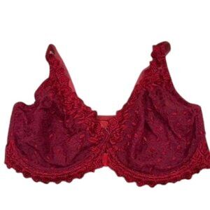 Amoureuse Women's Plus Size Embroidered Underwire Bra Red 40DDD
